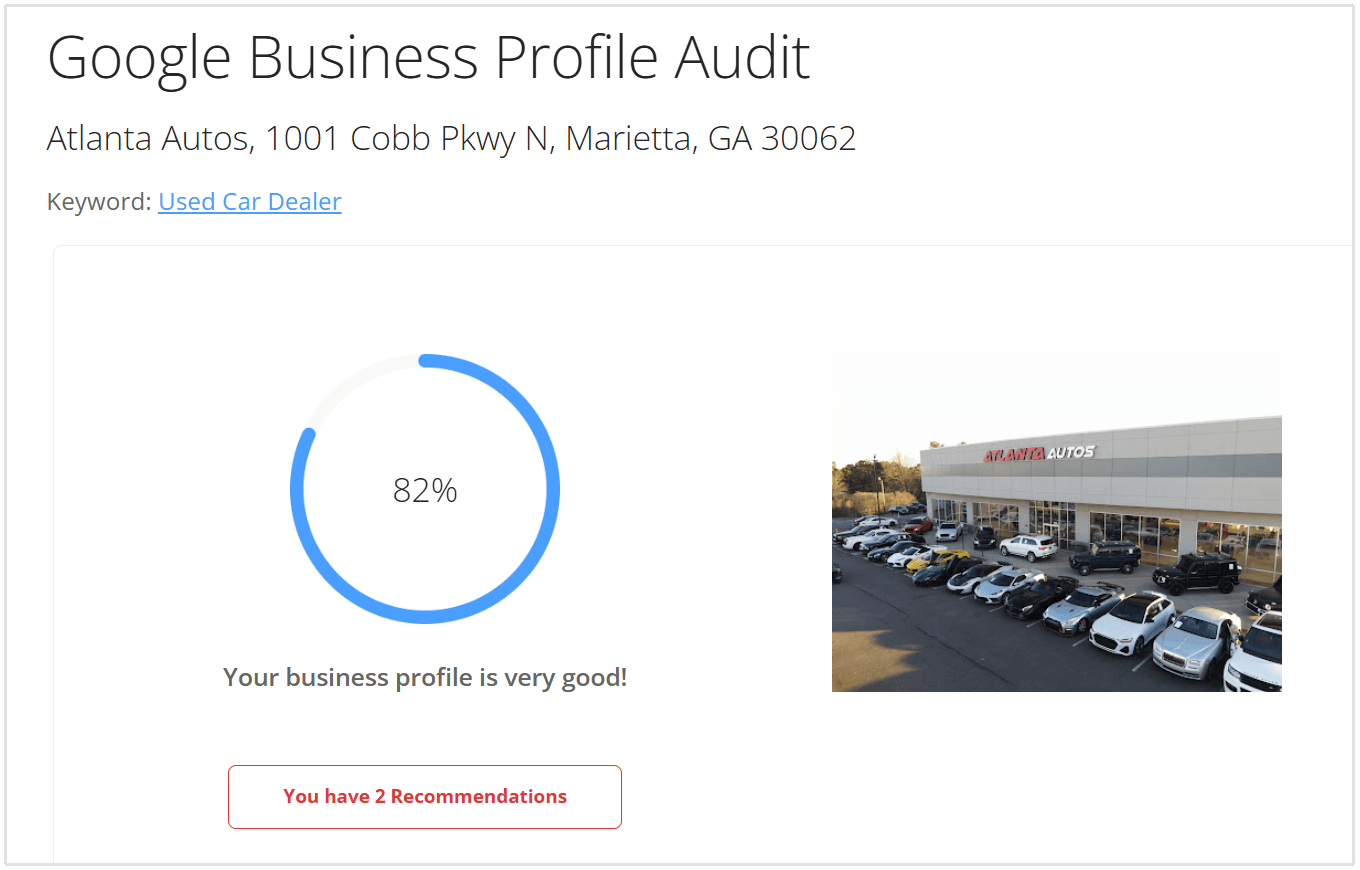 Atlanta Autos GBP audit